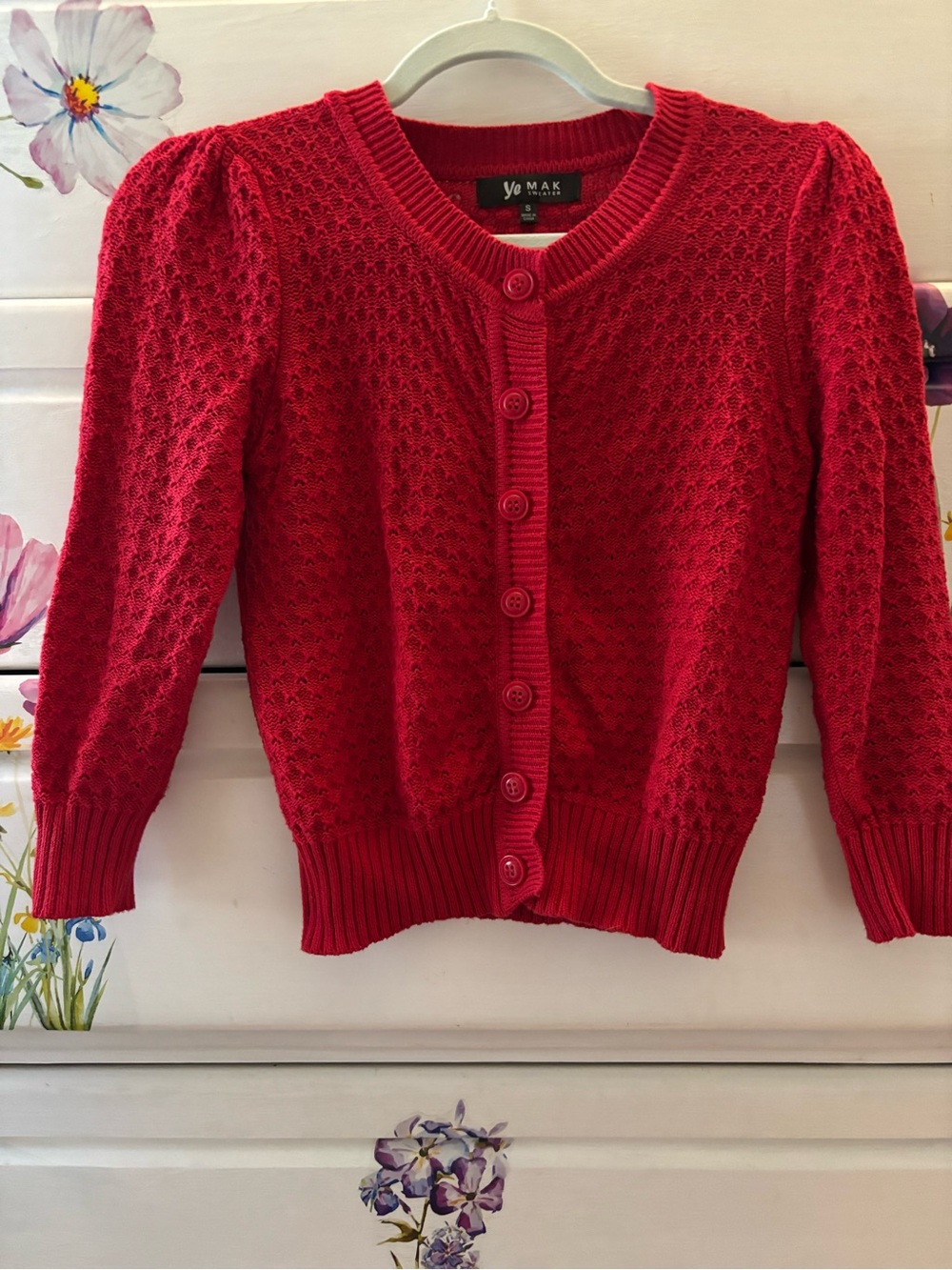 Women’s Red Knit Button-Front Cardigan by Yomak